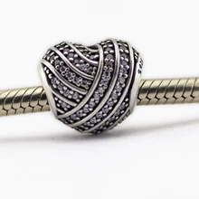 Подходит Pandora Подвески Браслеты Любовь нитки бусин с прозрачным кубическим цирконием 925 стерлингового серебра ювелирные изделия