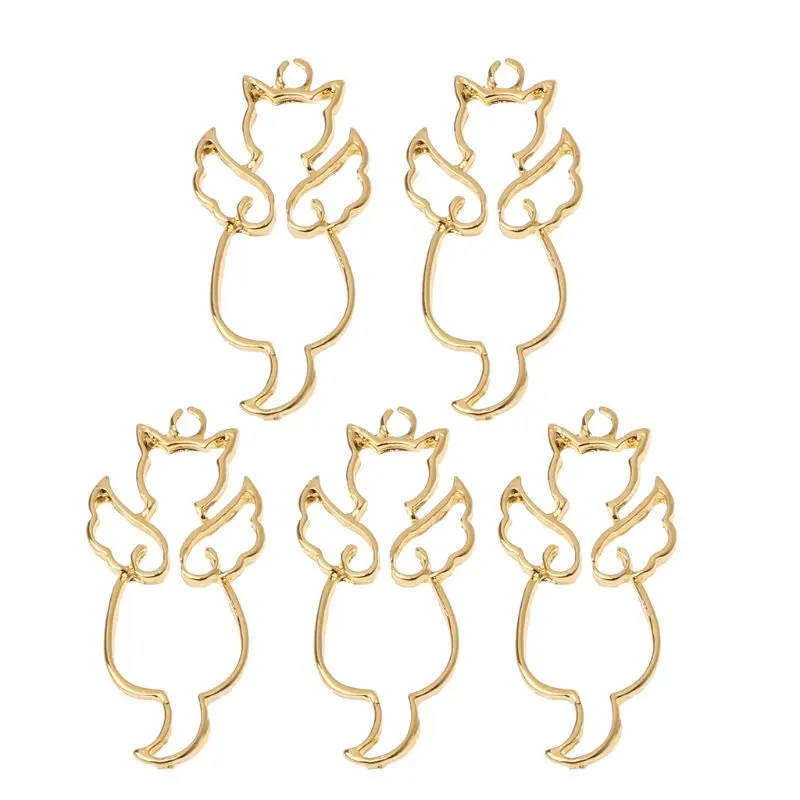 

5Pcs Cat Rabbit Bottle UV Resin Frames Pendant Bezel Blank Setting Resin Jewelry