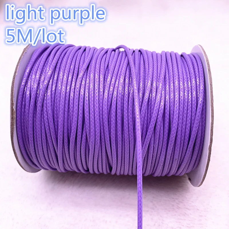 5 м диаметр 2,0 мм вощеный хлопковый шнур вощеная нить веревка шнур ремешок Ожерелье Веревка шарик для самостоятельного изготовления ювелирных изделий браслет - Цвет: 12light purple