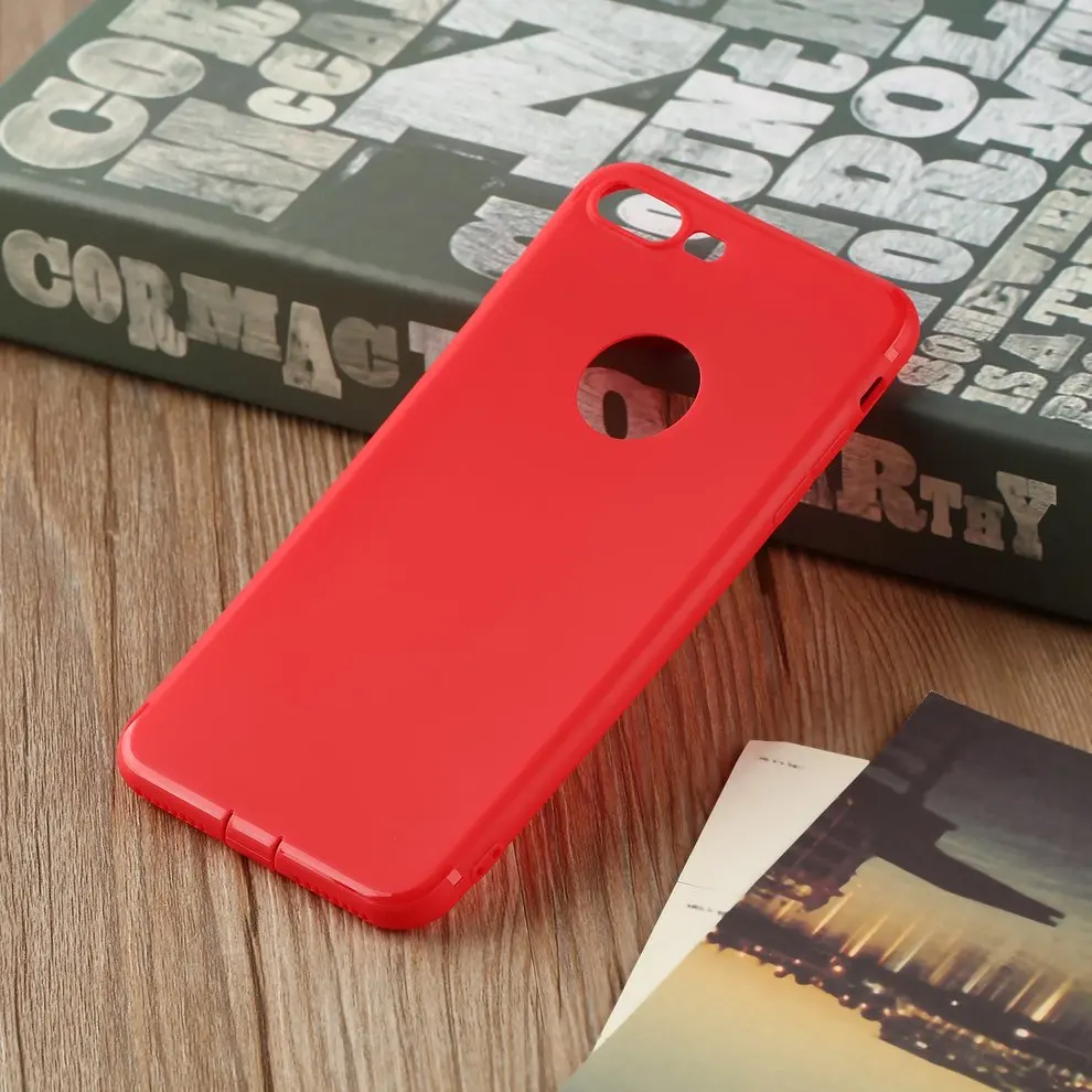 

5pcs Red Anti-fall Silicone Matte Back Cover Shockproof Protective Phone Case Shell For iPhone 7 Plus