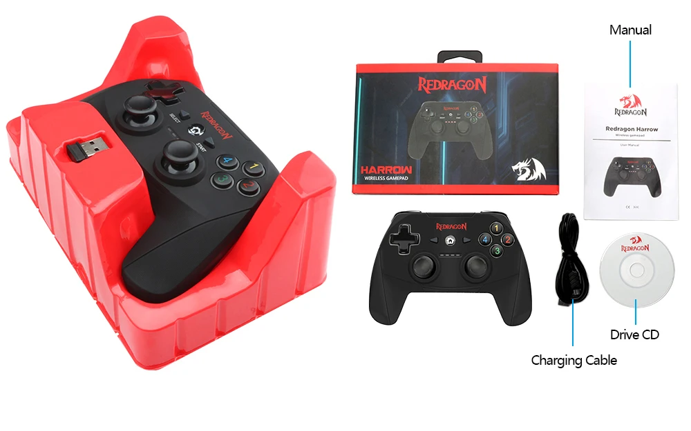 Redragon HARROW G808 беспроводной 10 кнопочный геймпад для nintendo Switch Playstation PC PS2 PS3 контроллер Джойстик Android триггеры