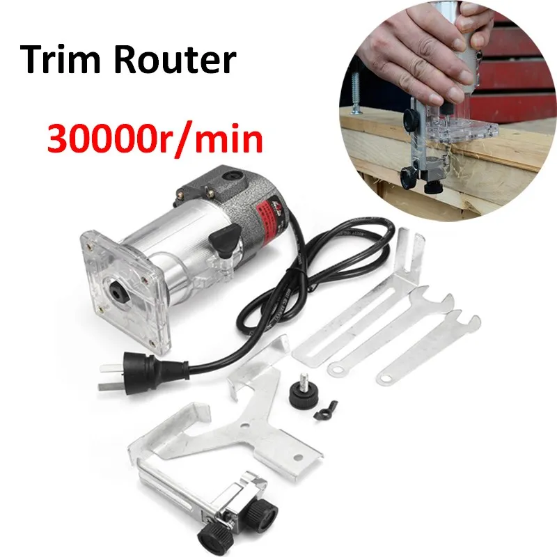

New Multi Function DIY Home 300W Electric Wood Power Trim Router 220V 6mm 1/4'' Bit Woodworking Edge Trimmer Machine Power Tool