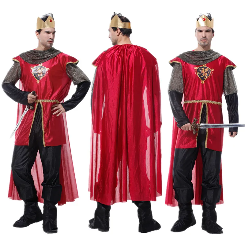 

Adult King Costume Christmas Carnival Halloween Masquerade Rome Man Fancy Dress Medieval Warrior Prince Cosplay Clothes
