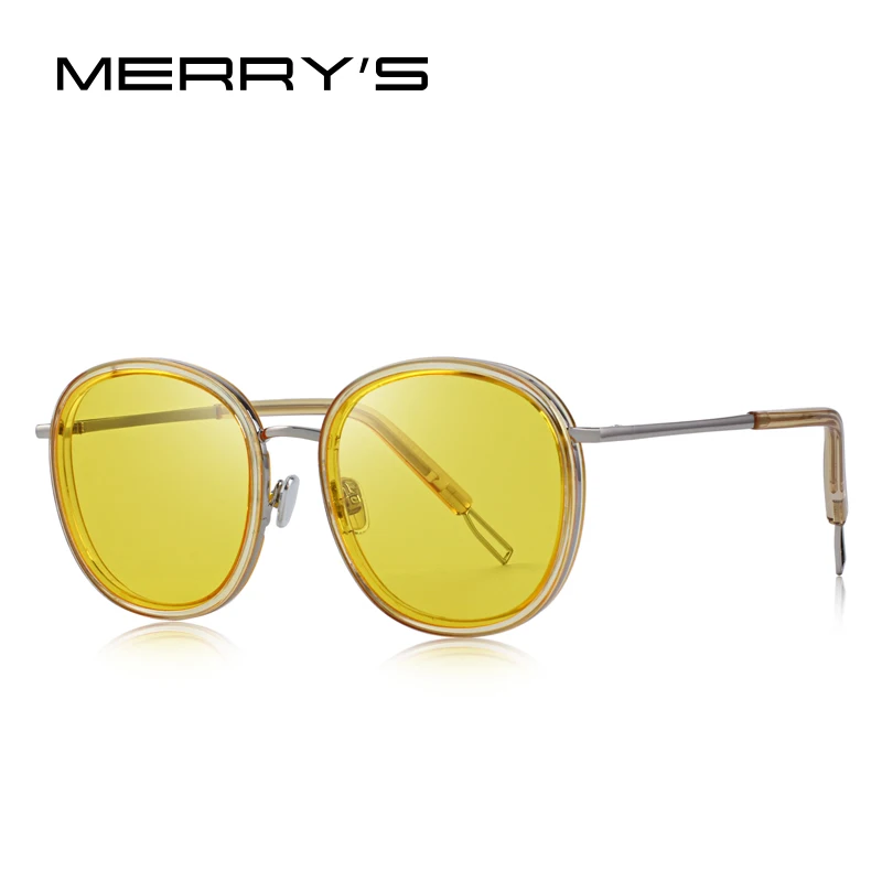 MERRYS дизайн женские модные солнцезащитные очки овальная оправа солнцезащитные очки металлические дужки УФ Защита S6369 - Цвет линз: C05 Yellow
