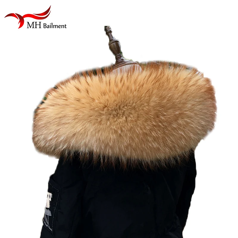 

100% Raccoon Fur Collar Winter Women's Real Fur Collar Neck Cap70-72cm Collar Soft Warmer Scarves Fashion Scarf manteau female