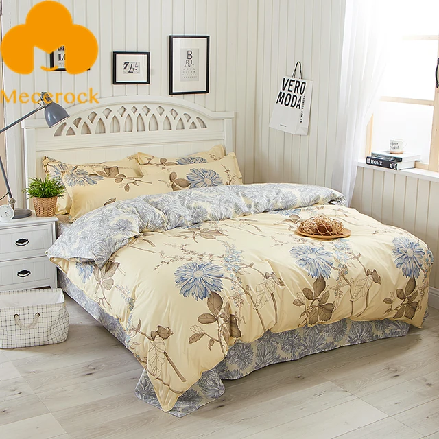 mecerock floral pattern bedding set girls duvet cover set with flat queen flat sheet