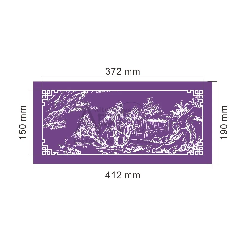 Landscape Painting Stencil for Cake Design Fondant Cake Mesh Stencil