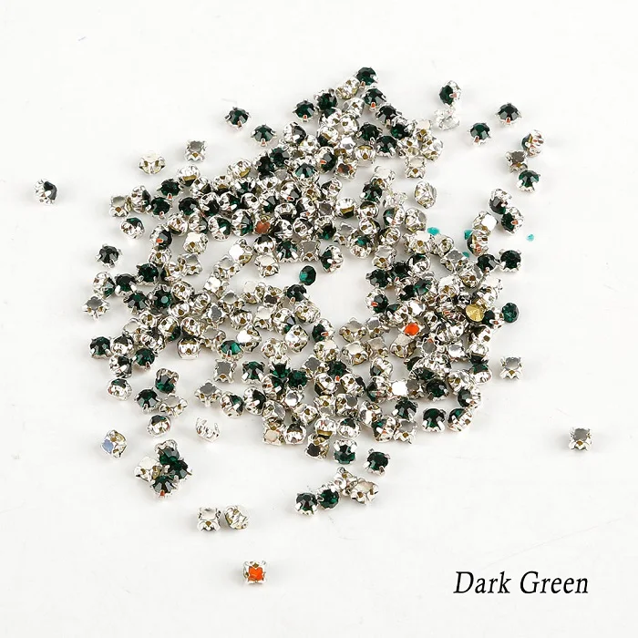 AAA класс 240 шт 4 мм многоцветные Хрустальные стеклянные пришивные стразы с покрытием из серебра DIY аксессуары для одежды - Цвет: Dark Green