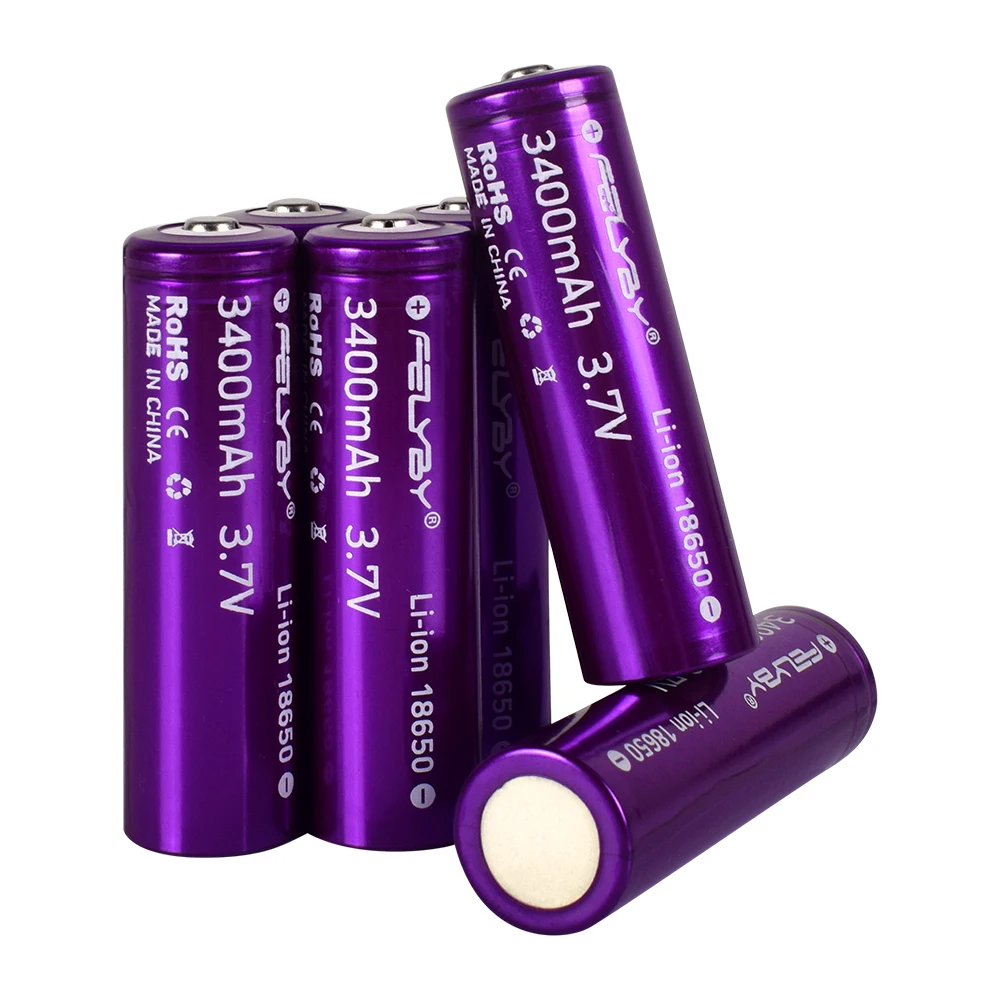 HOT!FELYBY New Original 18650 Battery 3.7V 3400mAh 2-10pcs High Capacity Lithium Rechargeable Batteries