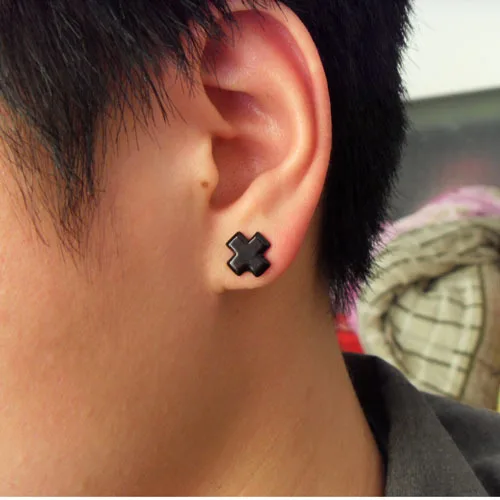 8mm Cross Clip On Magnetic Silicone Stud Earrings No Pierced 8mm Cross Clip On Magnetic Silicone Stud Earrings No Pierced Lady Men S Male Black