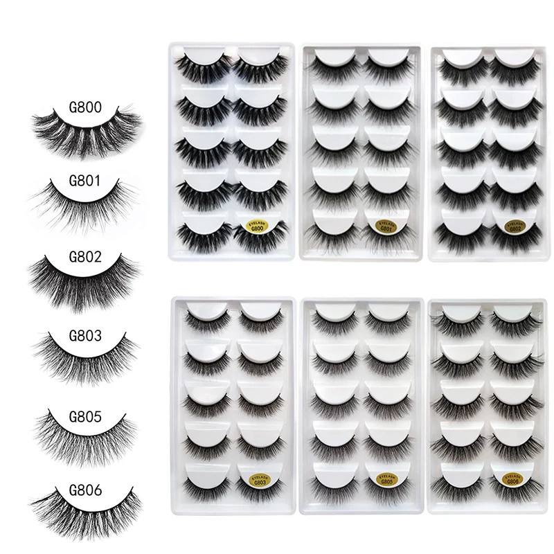 

5 Pairs 3D False Eyelashes Mink Lashes Soft Natural Fake Eyelash Handmade Eyelashes Diverse Style Makeup Tools Lash Wholesale