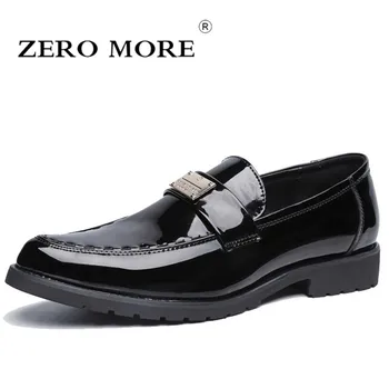 

ZERO MORE Mens Shoes Formal Slip On Pointed Toe Casual Metal Shoes Men 2018 Sewing Loafers Men Black Luxury Breathable #ZM225