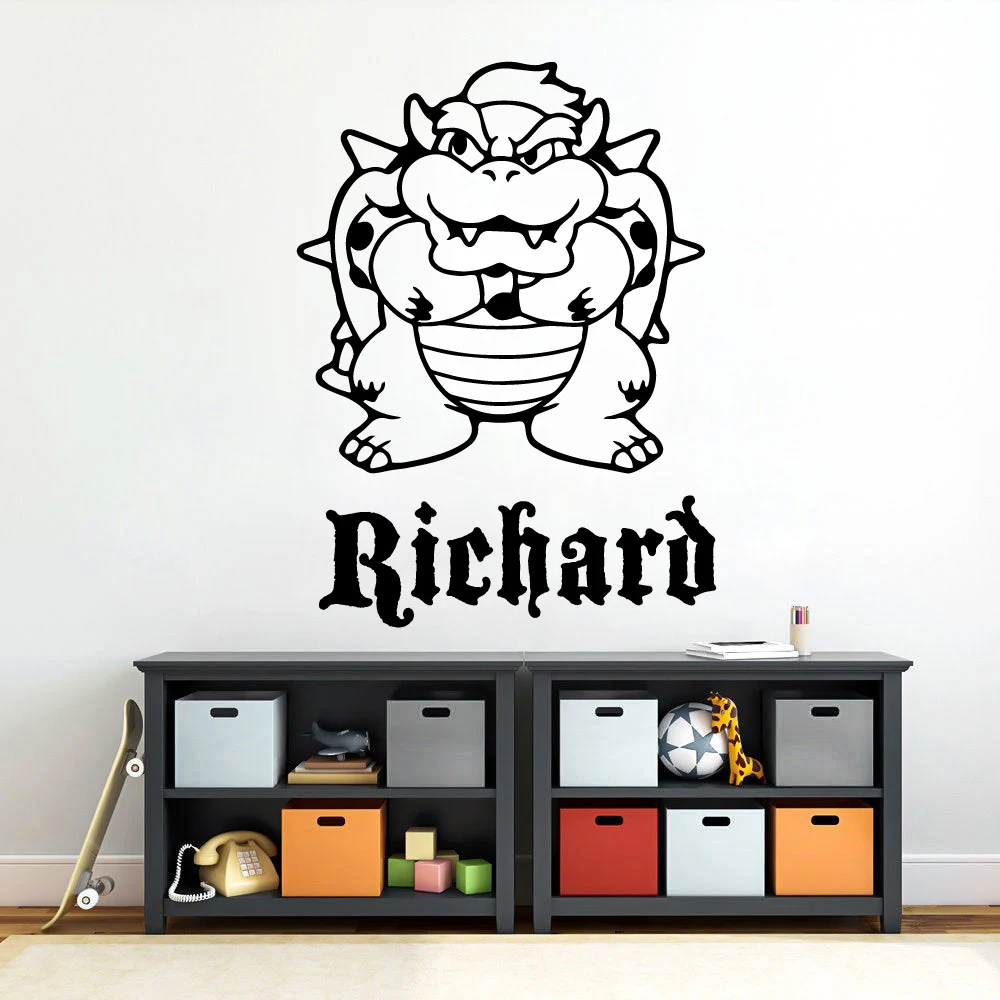 

Coustom NameBowser Koopa Environmental Protection Vinyl Stickers For Kids Rooms Nursery Room Decor removable mural