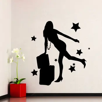 

Wall Decals Fashion Girl Traveling Vinyl Sticker Decor