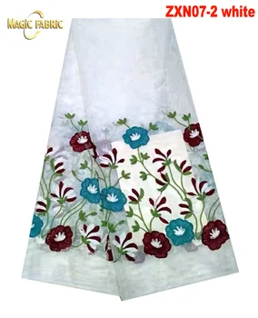 

Free shipping by DHL!2017 High Quality African net Lace Fabric white Nigerian Lace Fabrics For party Clothes ZXN07