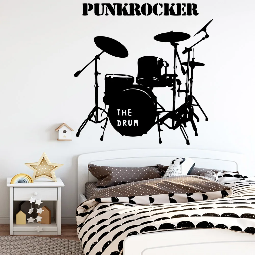 

Colorful drum punkrocker Wall Sticker Home Decoration Accessories For Baby Kids Rooms Decor For Kids Rooms Diy Home Decoration