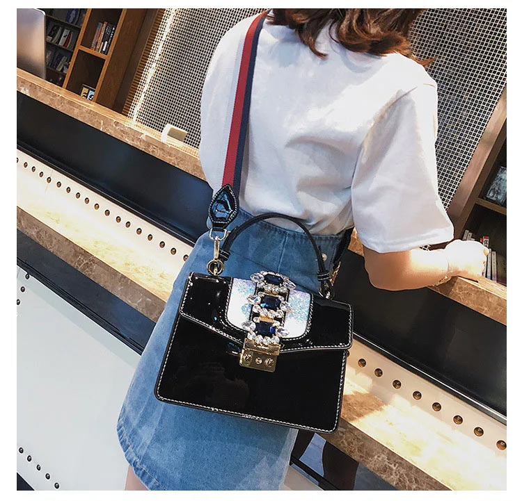 PU Leather Panelled Handbag for Women New Fashion Design Metal Lock Crossbody Bag Female Brown Vintage Small Shoulder Tote Purse (13)
