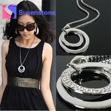 Женские модные стразы, посеребренные длинные цепочки, подвески, ожерелья для женщин, ожерелья для свитера, ювелирные изделия, аксессуары, подарки