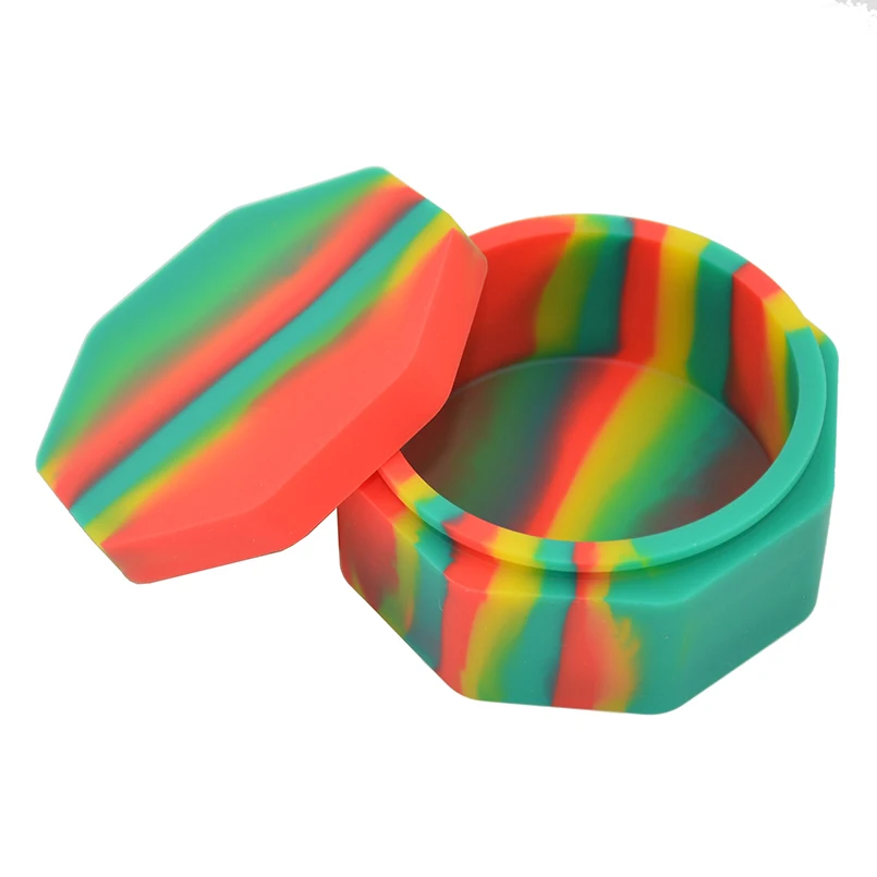 

FDA 110ml Bho Silicone butane Slick oil container for Hash Non stick Rubber Dab wax jar have two Octagon Pattern for choosing