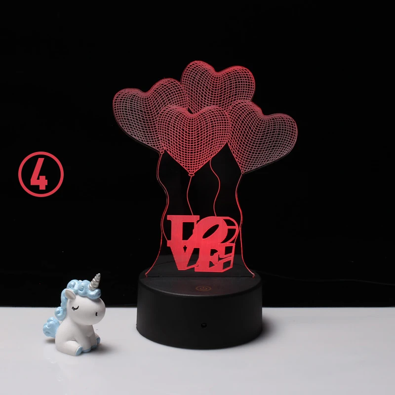  LED 3D Night lamp remote decorate desk light battery dream flower love heart creative Wedding marry