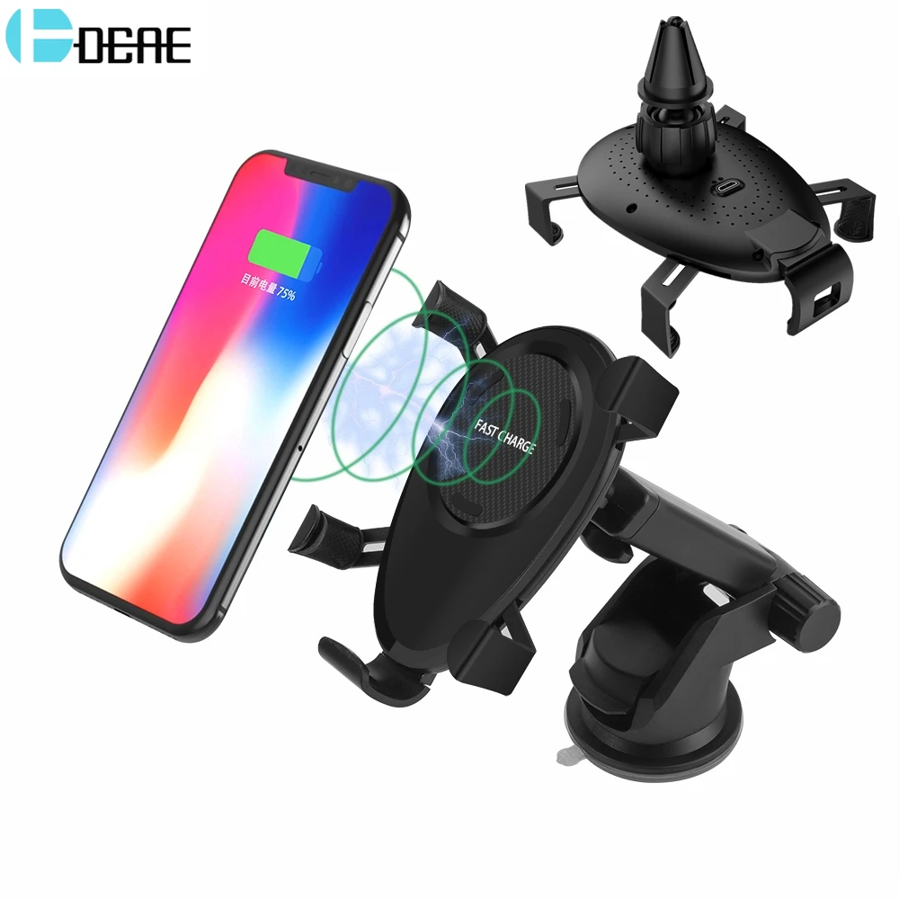 DCAE 10W Wireless Fast Charger Gravity Car Mount for iPhone XS Max XR X 8 QI Wireless Charging Holder for Samsung S9 S8 Note 9 8