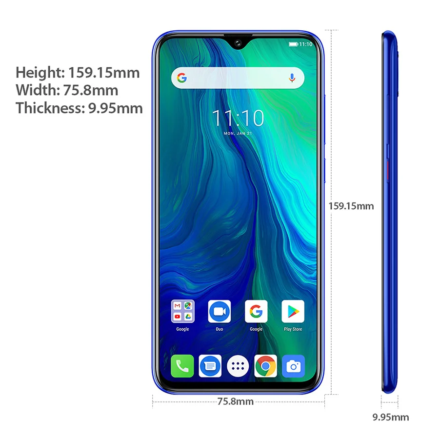 Мобильный телефон Ulefone power 6 19:5:9 FHD+ 6,3 ''Face ID Android 9,0 MTK67635V Восьмиядерный 4 Гб 64 Гб 6350 мАч NFC OTG