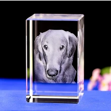 Животное Милая собачка лазерное прозрачное гравированное освещение 50*50*80 мм цветное светодиодное освещение со световым основанием