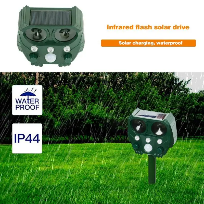 

Outdoor Ultrasonic Solar Pest Repeller Animal Pest Mouse Repeller PIR Sensor Garden Bird Cat Dog Fox Repellent Keep Animals Away