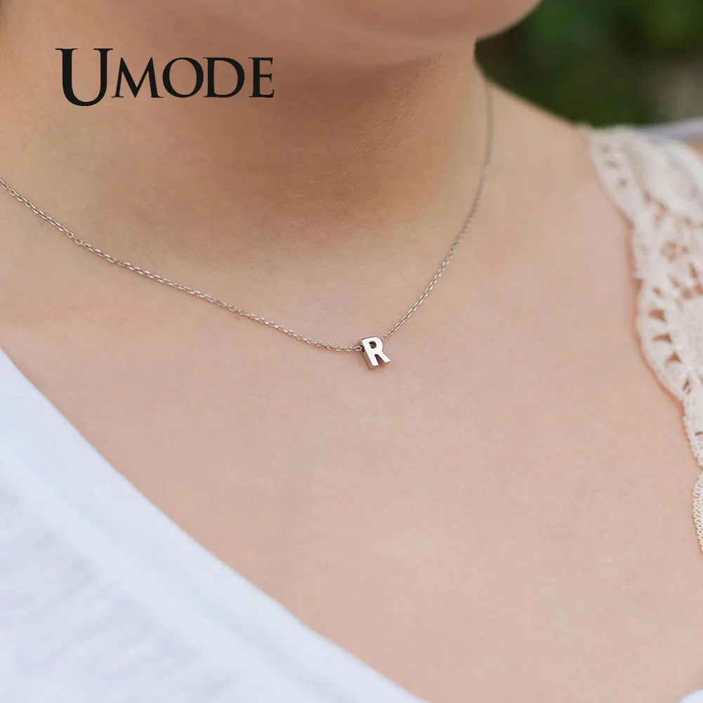 UMODE женское серебряное ожерелье-чокер с 26 буквами, персонализированное золотое ожерелье с подвеской, летние ювелирные аксессуары UN0373