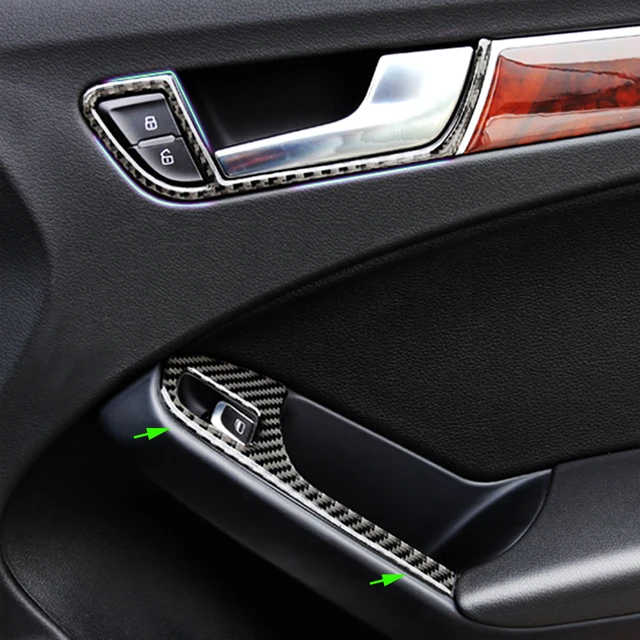 Für Audi A4 B8 2009 2010 2011 2012 2013 2014 2015 2016 Carbon Faser Tür Armlehne Panel Fenster Schalter Taste abdeckung Aufkleber Trim