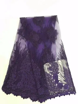 

Y09 new French Lace Fabric High Class African Laces Fabric Double Organza With Sequins Embroidery For Sewing Beauty Women Dress