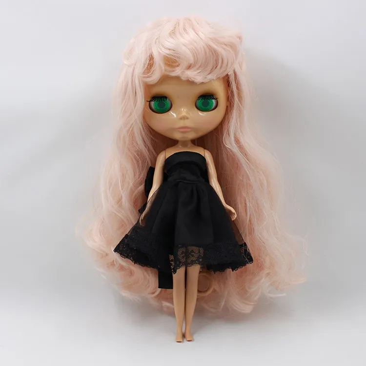 Factory Blyth Doll Nude Doll 280BL1059 Pink Long Wavy Hair With Bangs Tan Skin Free Shipping 4 Colors For Eyes Suitable For DIY