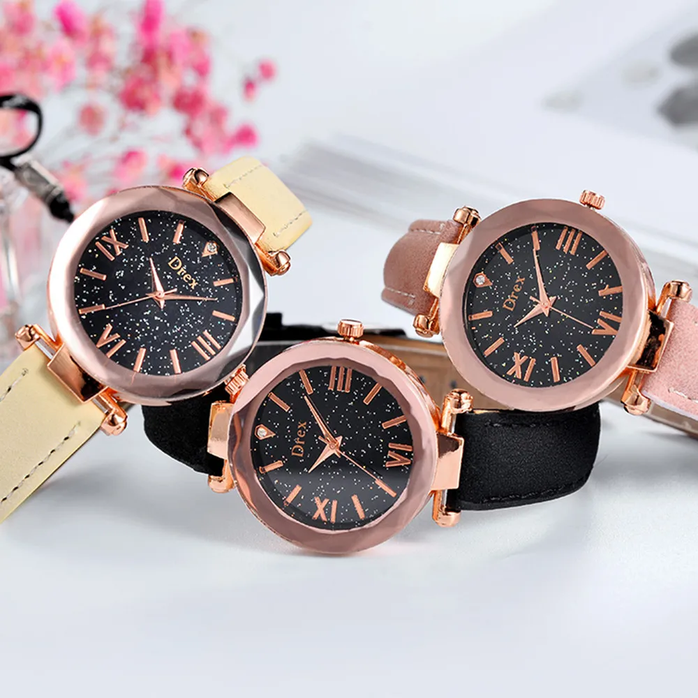 

Waches Women Fashion Color Strap Digital Dial Leather Band Quartz Analog Wrist Watches montres femme reloj de mujer bayan saat