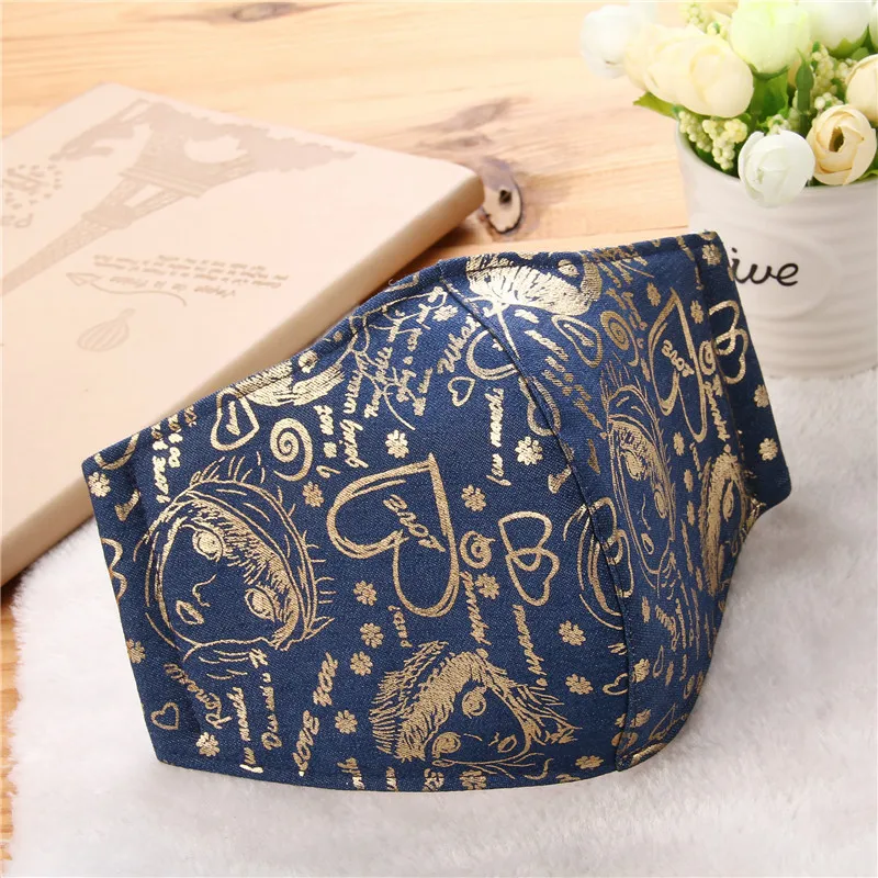 

5pcs/Bags New European and American Style Adult Gold Foil Printing Fashion Adult Personality Pattern Dustproof Haze Masks