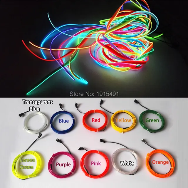 1m 5m Flexible Car EL Wire Neon Light Dance Festival Led strip EL