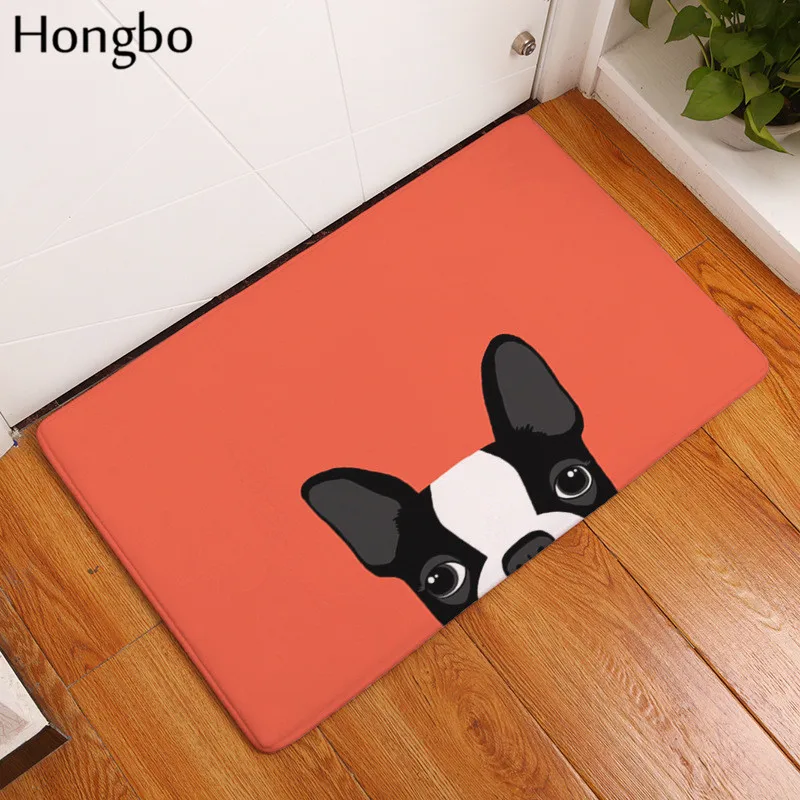 Hongbo 40*60 см Противоскользящие коврики короткие милые мультфильм бульдог щенок коврики Добро пожаловать домой входная дверь пол фланелевый коврик