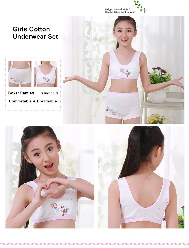 Puberty teenager tank top underwear set for girls 11