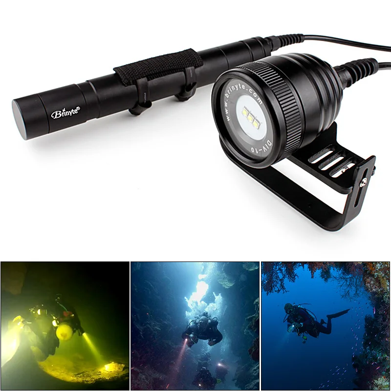 

Brinyte Professional Diving Flashlight Torch Lamp Waterproof IP68 3000 Lumen 3x XM_L2 U4 LED Underwater 200m 5 Modes Flash Light