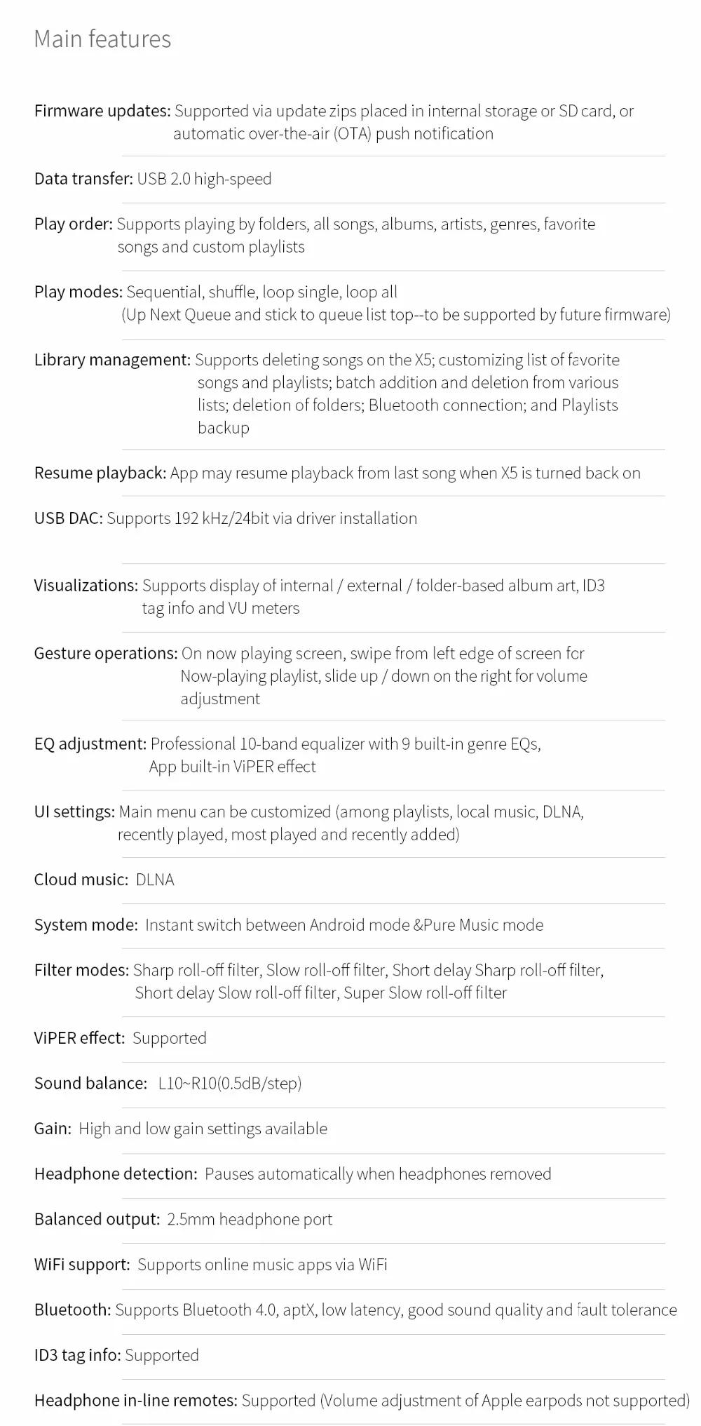 Fiio X5III X5 3nd Gen 32GB / x5s X5IIIS 64GB MP3 HIFI Lossless Music Player Balanced Output Bluetooth Audio DSD DAC WIFI APTX