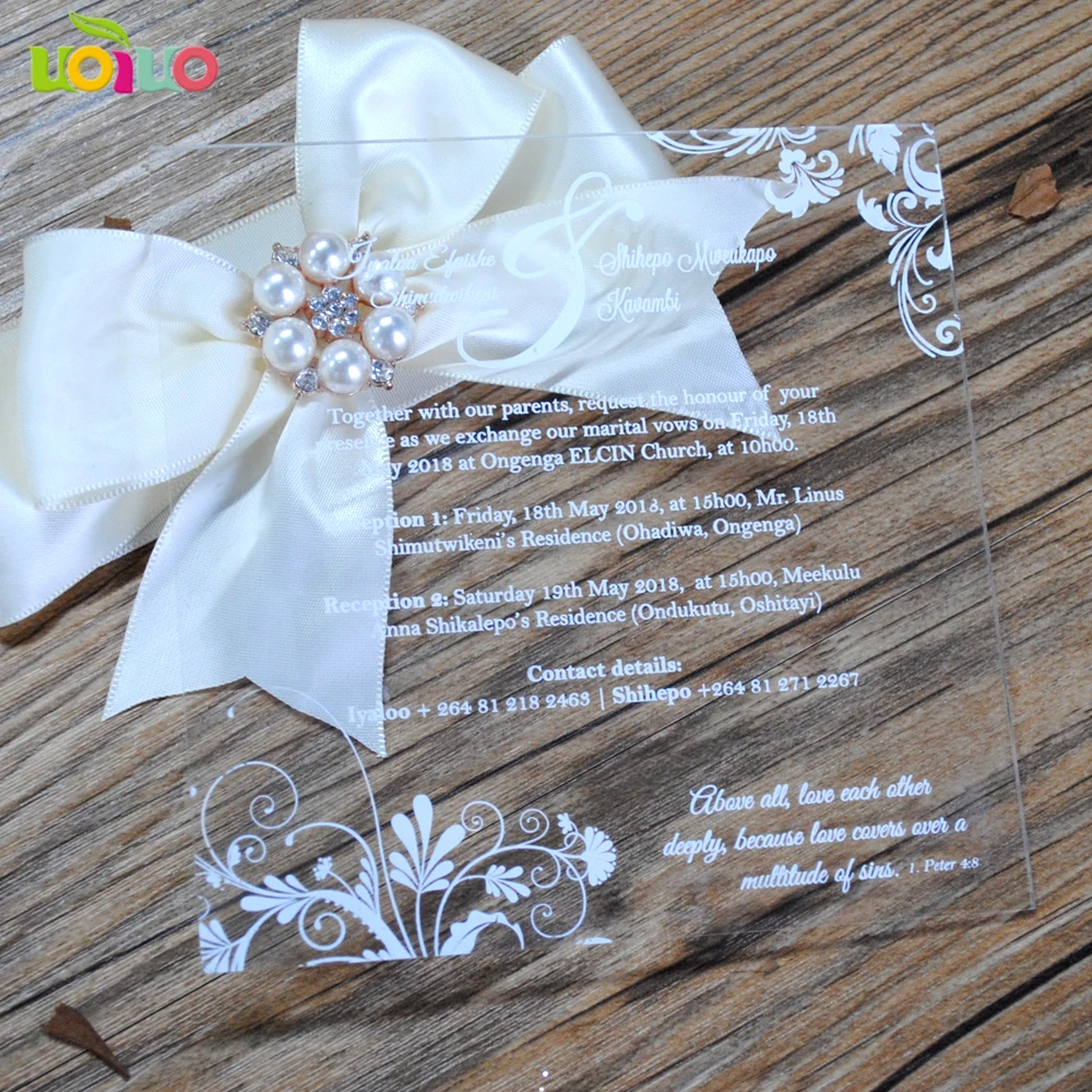  10pcs wedding favor laser cut acrylic wedding invitation card colorful printing cheap price chinese - 32915056853