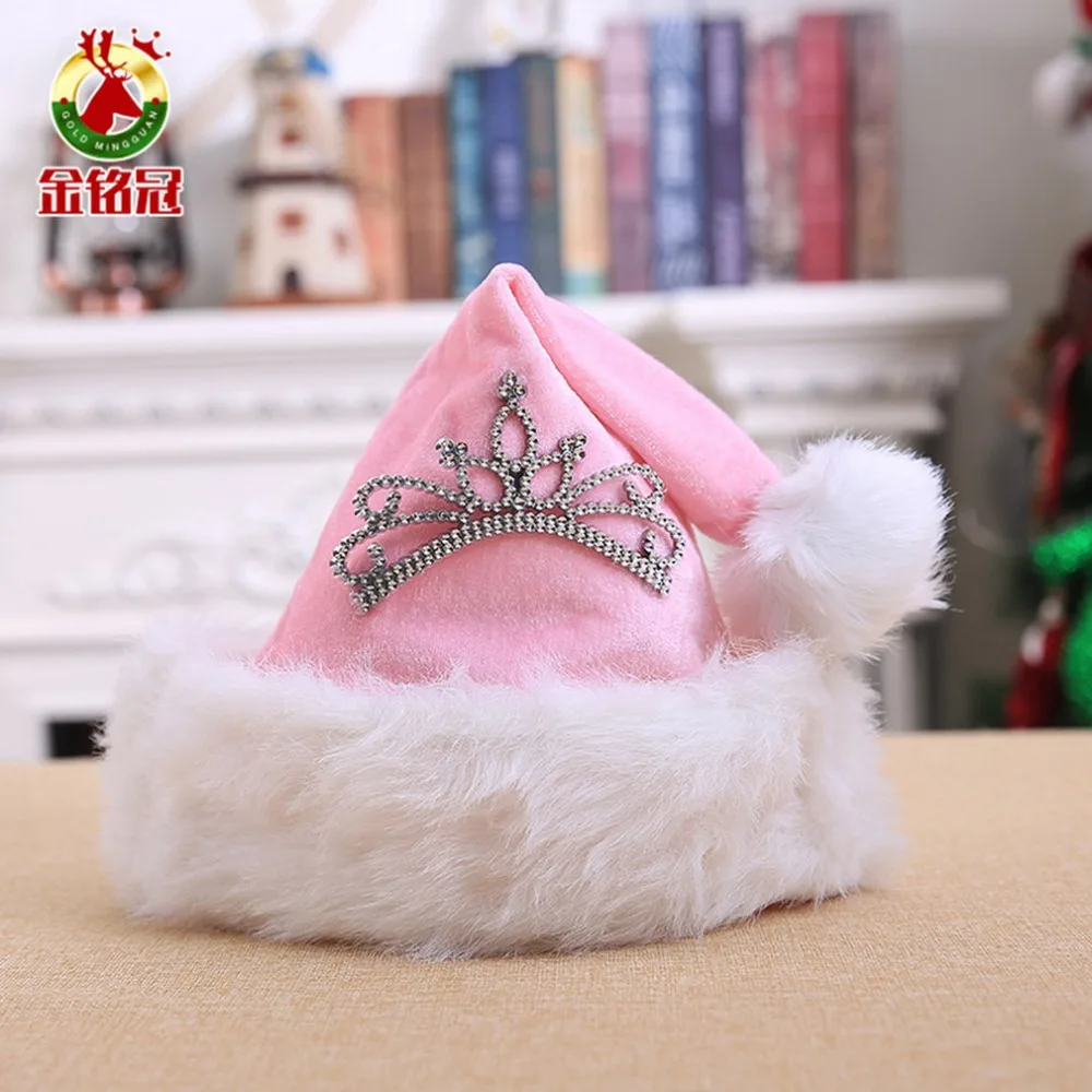

30 x 40cm Princess Pink Crown Christmas Hats Halloween Children's Day Christmas Ornaments Santa Costume Hair Accessories