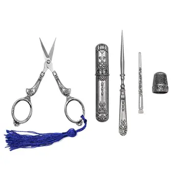 

Vintage Sewing Kits Vintage Scissors/Metal Thimble/Needle Case Patchwork Tool DIY Sewing Accessories