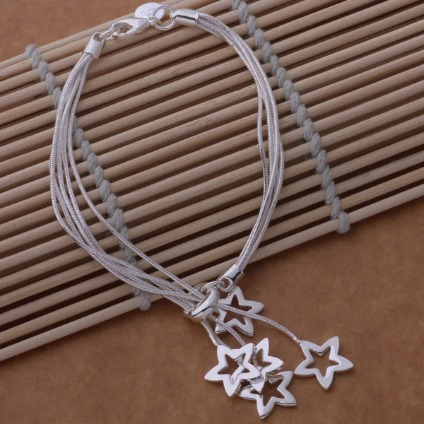 Классический красивый Звездный браслет, подвеска из бисера, посеребренный многослойный браслет-цепочка, подарок для влюбленных, AB185