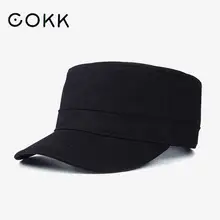 COKK, военная Кепка, головные уборы для мужчин и женщин, хлопок, сплошной цвет, черная армейская плоская кепка, женские военные шапки, регулируемые, большой размер, для мужчин