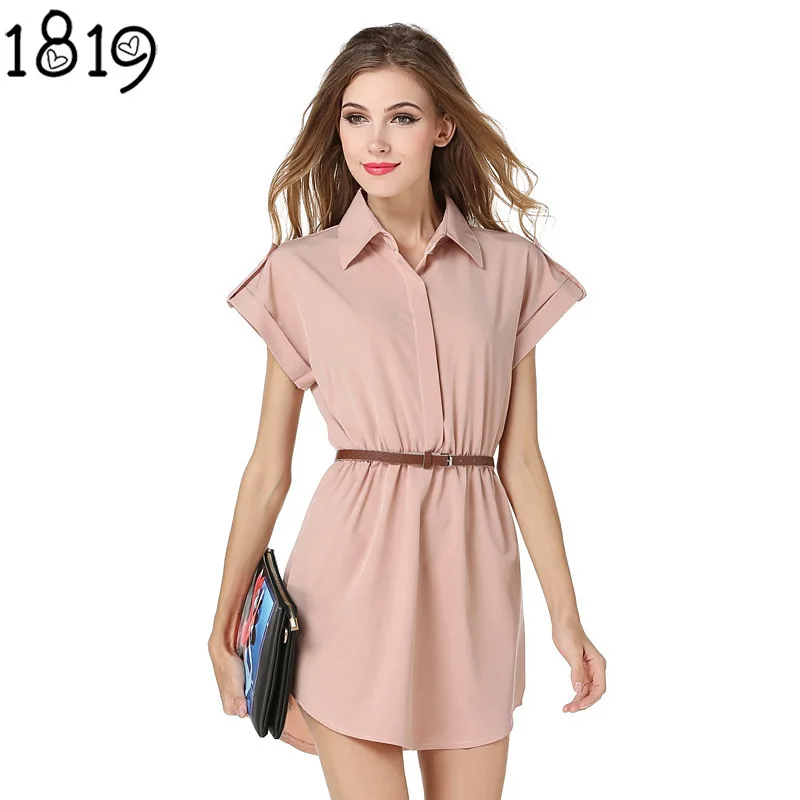 European Lapel Summer Office White Long Casual Dress Women Work Vestidos Party Dresses Sexy Plus Size