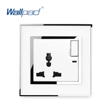 Универсальная Розетка с выключателем, светодиодный индикатор, настенная панель, роскошная розетка, зеркальная акриловая панель, Tomada