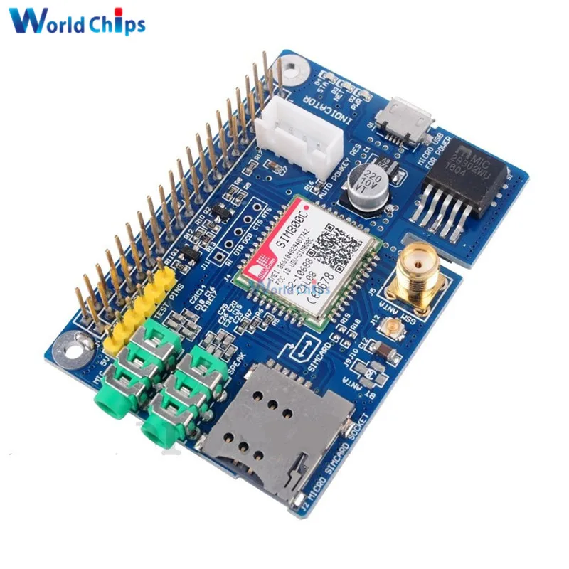 Плата разработки экрана SIM800C вместо модуля SIM900 GPRS GSM 4 с антенной для Raspberrp Pi