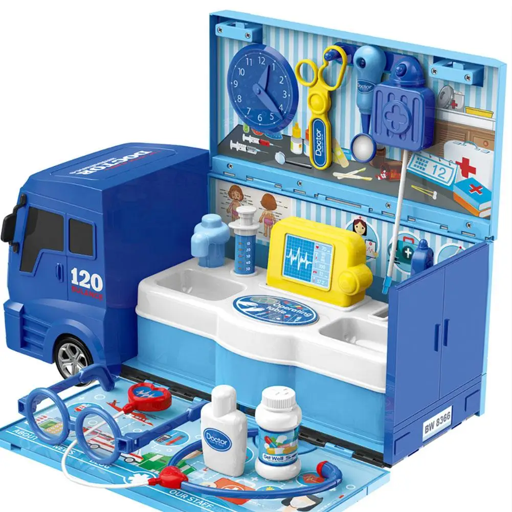 

Kids Simulation Repair Tools Toy Cutlery Set Engineering Car Play House Toy Storage Box Kitchen Truck Rescue Truck Pretend Toy