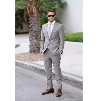 

Classic high-quality men's suit gray lapel single-breasted men's wedding gowns and prom dresses (jacket + pants) custom made