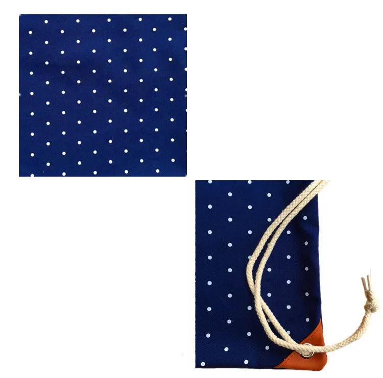 Canvas Drawstring Backpack Sackpack Bag dots (3)